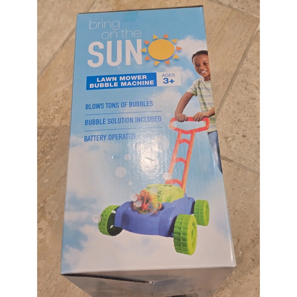 Bubble Lawn Mower for Toddlers Bubble Machine Outdoor Toys Birthday Gifts Blue